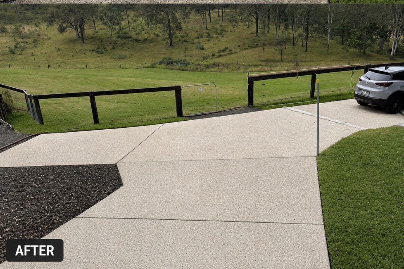 After pressure washing driveway clean